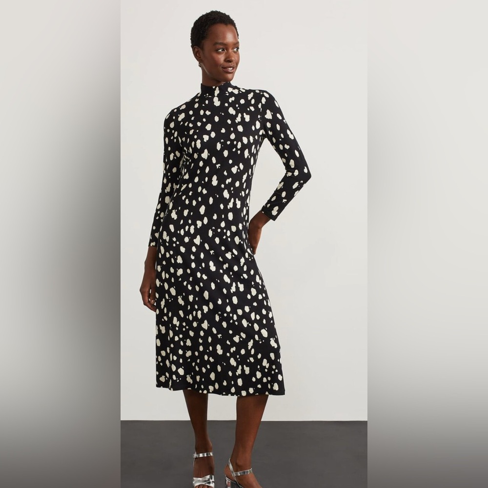 Chic Long Sleeve Black and White Dress Hobbs London Zara M